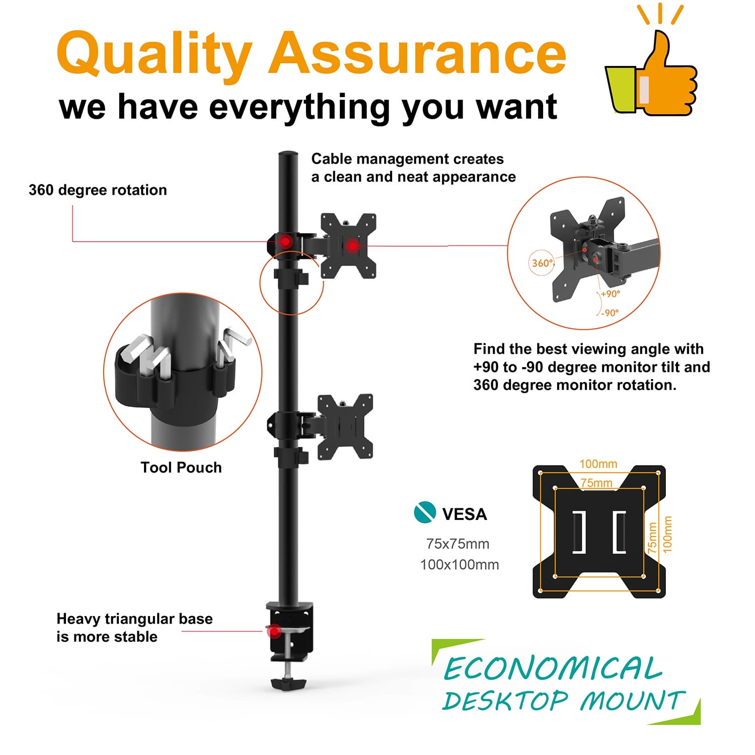 Vertical Monitor Arm Space-Saving Mount | Tableholic