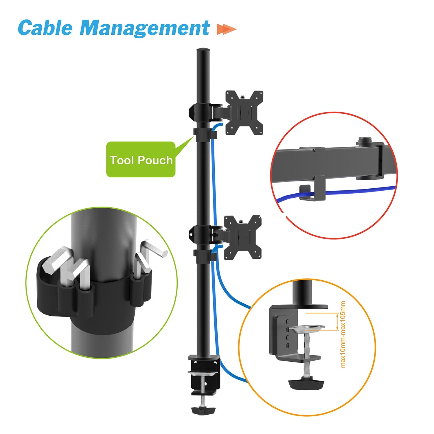 Vertical Monitor Arm Space-Saving Mount | Tableholic